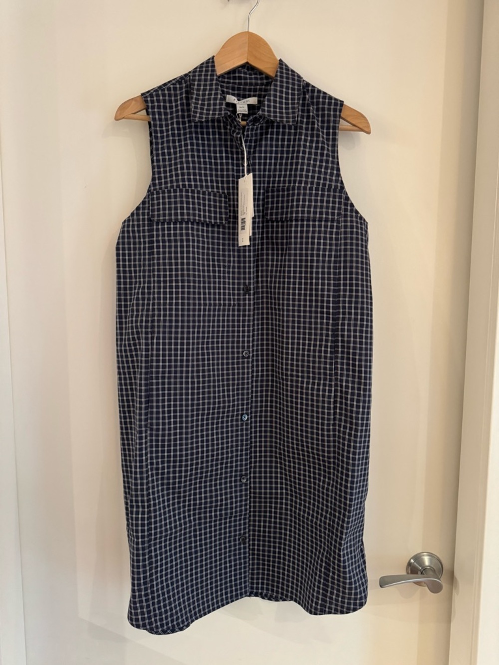 Kit + Ace  Navy & White Gingham Sleeveless Shirt Dress - Picture 5 of 9